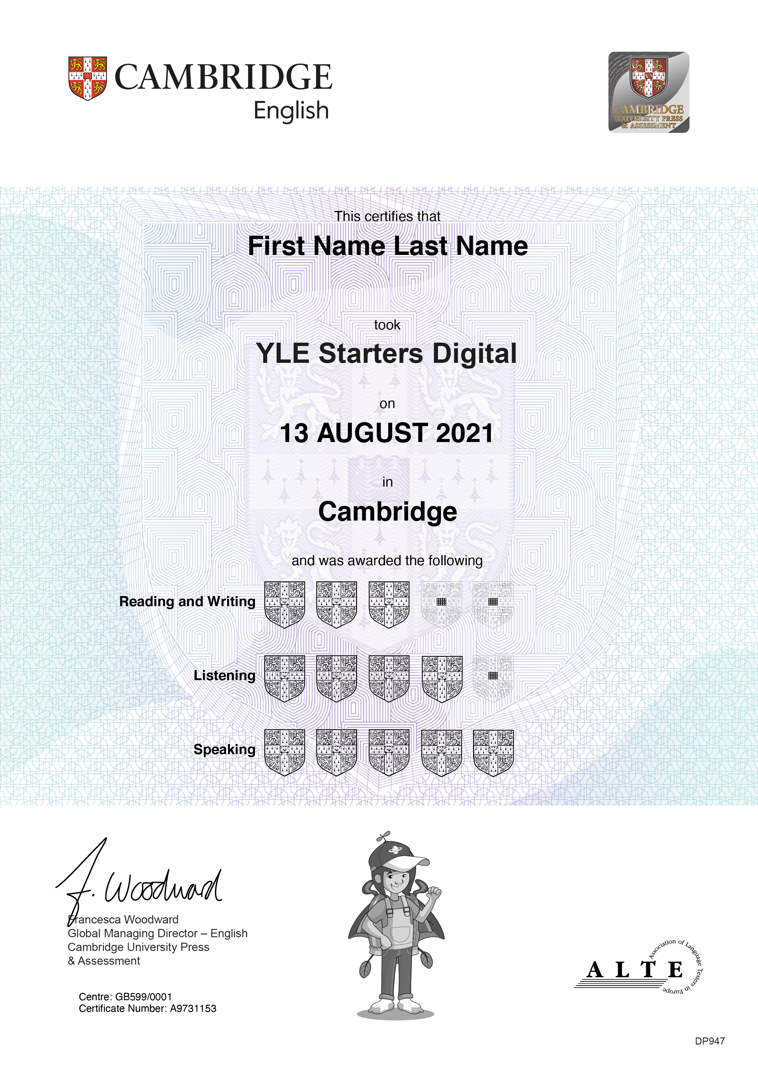 Young Learners Digital certificate